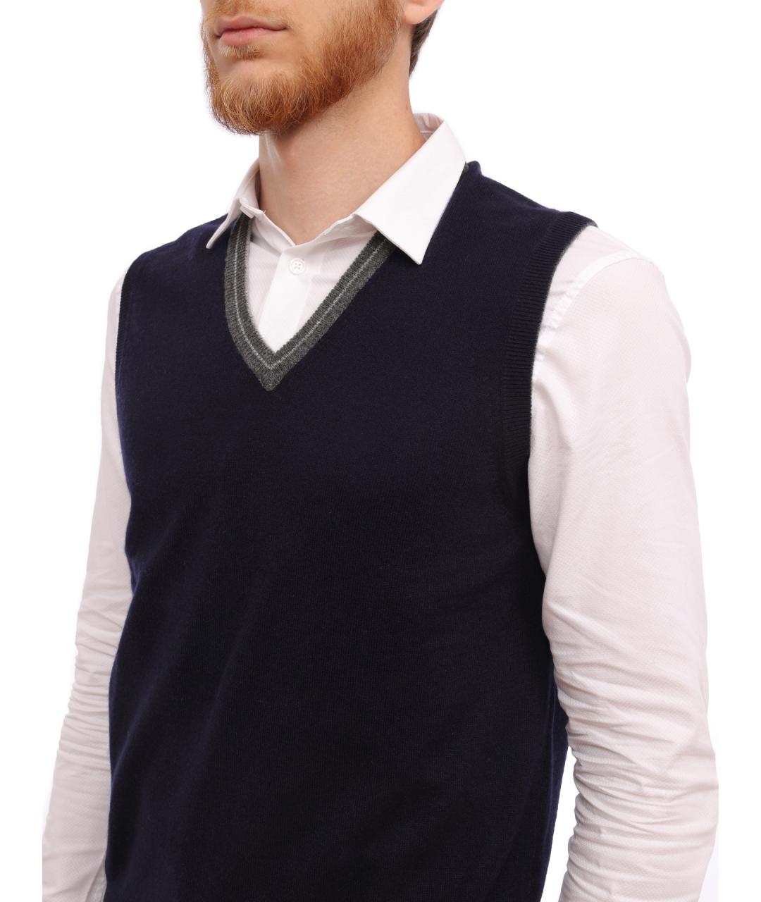 BRUNELLO CUCINELLI Темно-синяя кашемировая жилетка, фото 4