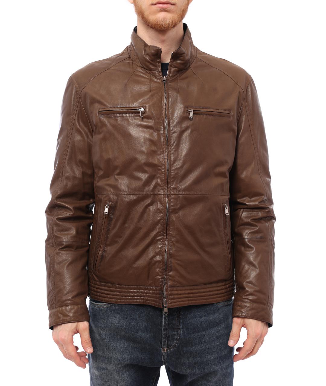 BRUNELLO CUCINELLI Коричневая кожаная куртка, фото 1