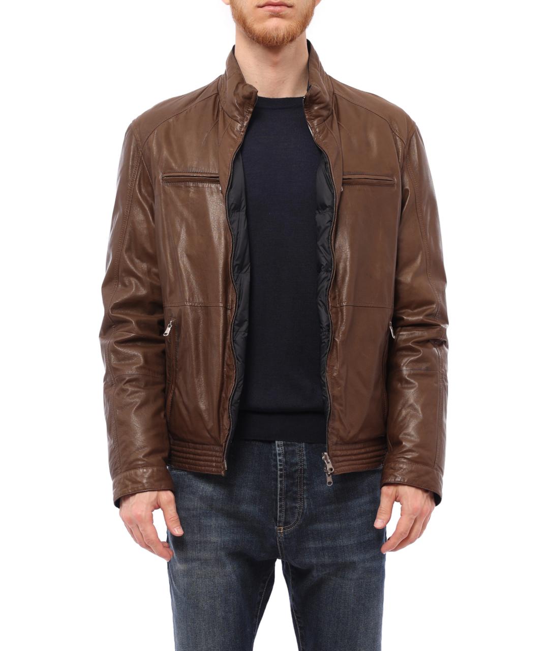 BRUNELLO CUCINELLI Коричневая кожаная куртка, фото 3