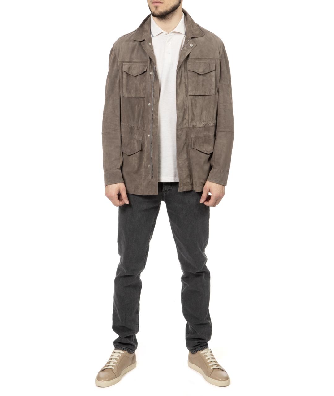 BRUNELLO CUCINELLI Бежевая замшевая куртка, фото 2