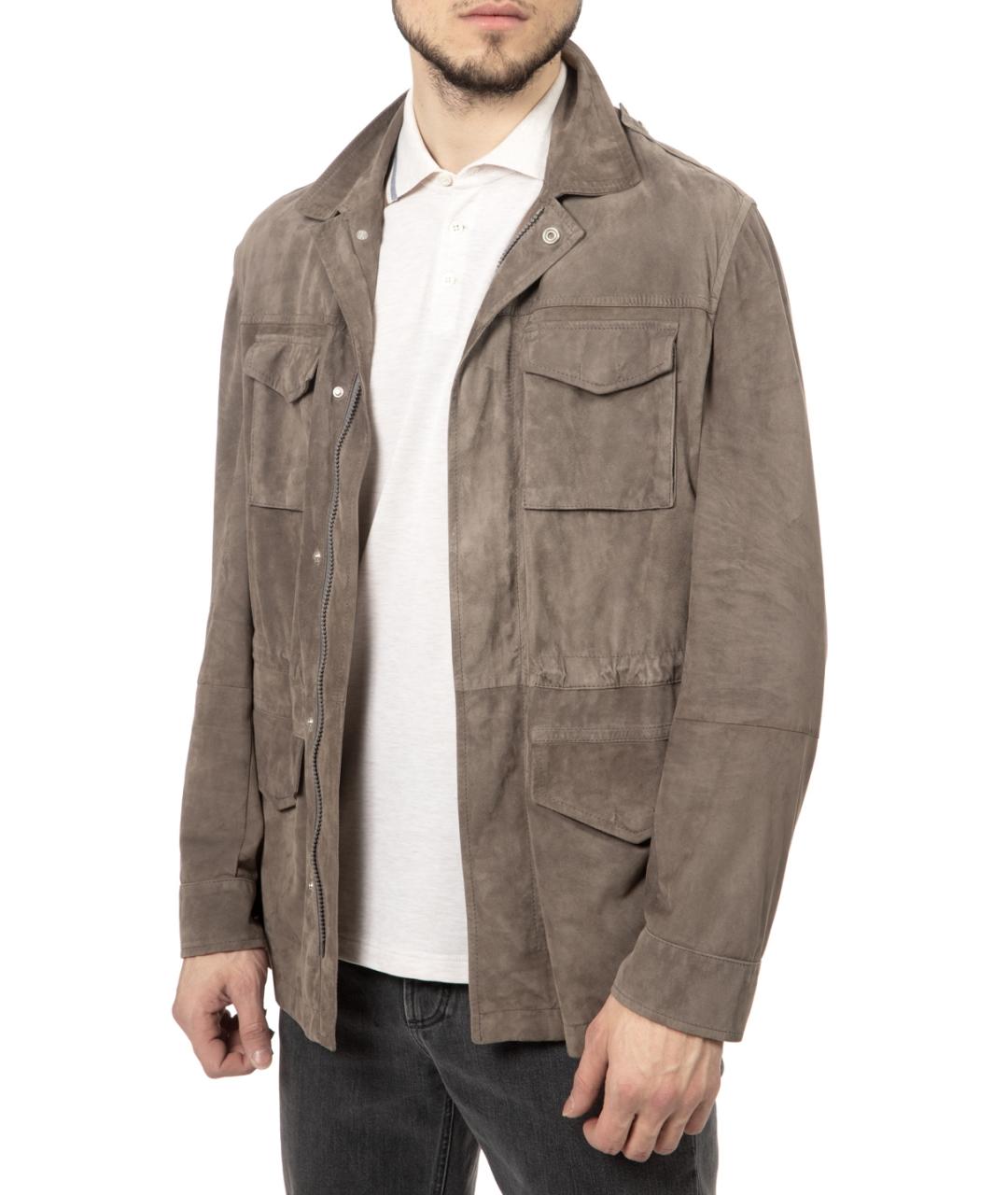 BRUNELLO CUCINELLI Бежевая замшевая куртка, фото 3