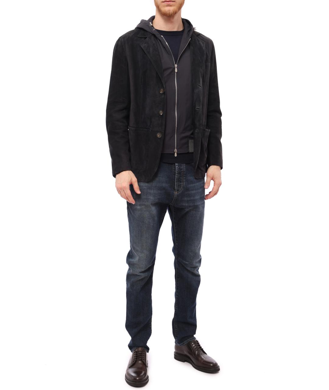 BRUNELLO CUCINELLI Темно-синяя замшевая куртка, фото 2