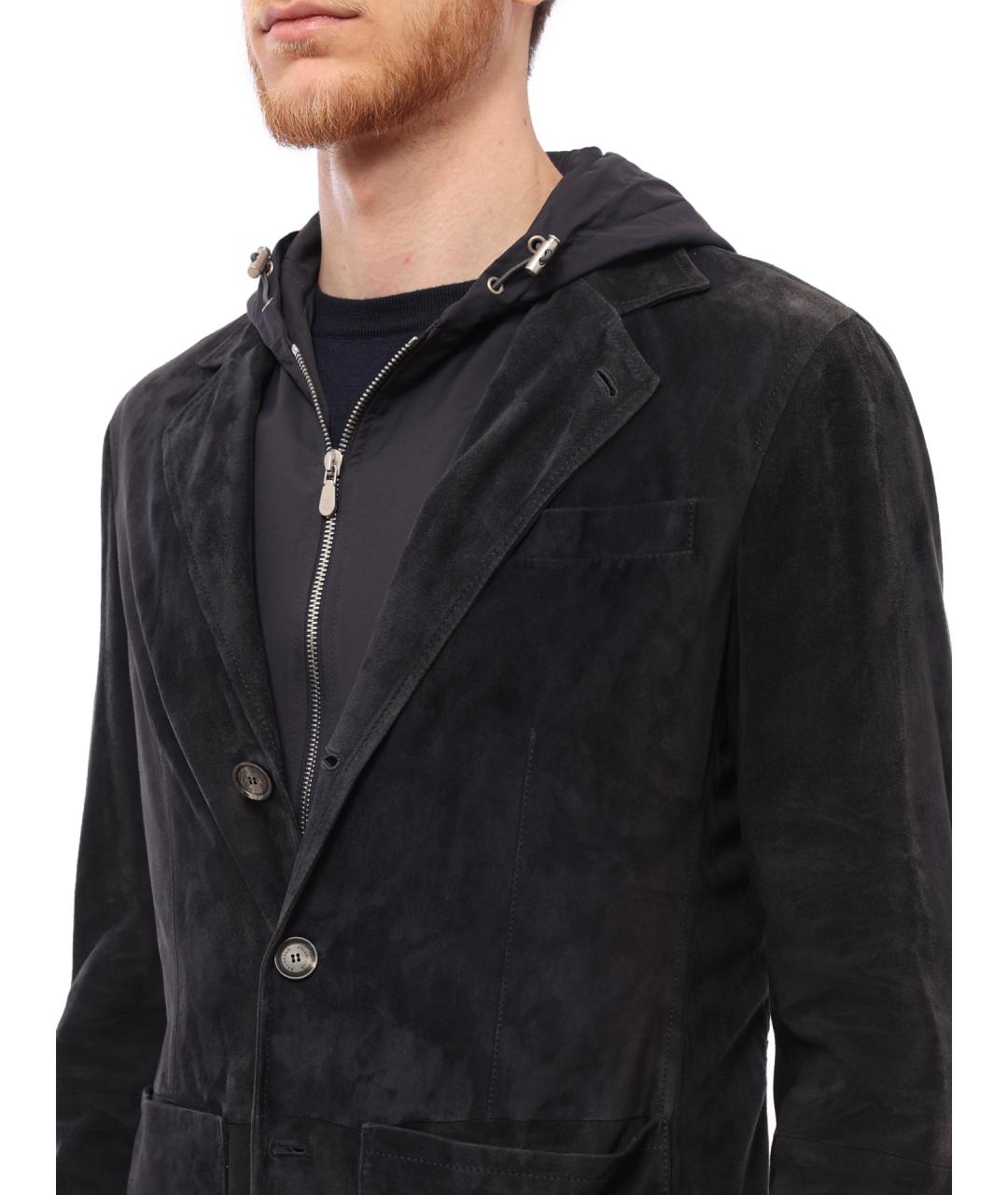 BRUNELLO CUCINELLI Темно-синяя замшевая куртка, фото 6