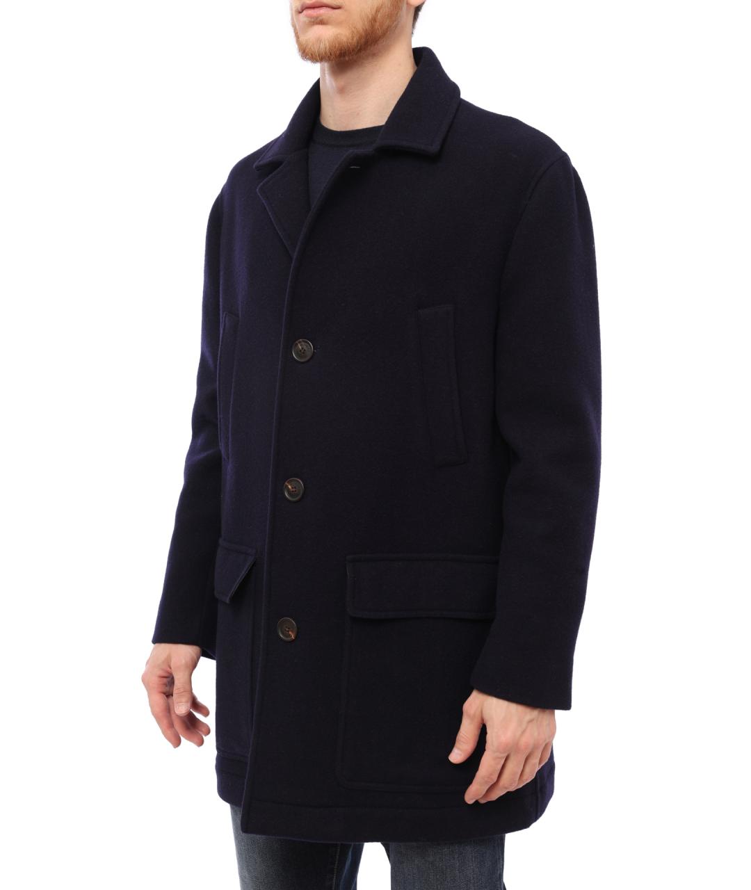 BRUNELLO CUCINELLI Темно-синее шерстяное пальто, фото 4