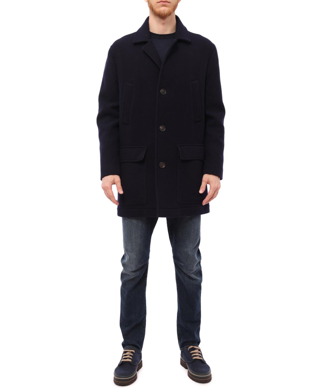 BRUNELLO CUCINELLI Темно-синее шерстяное пальто, фото 5