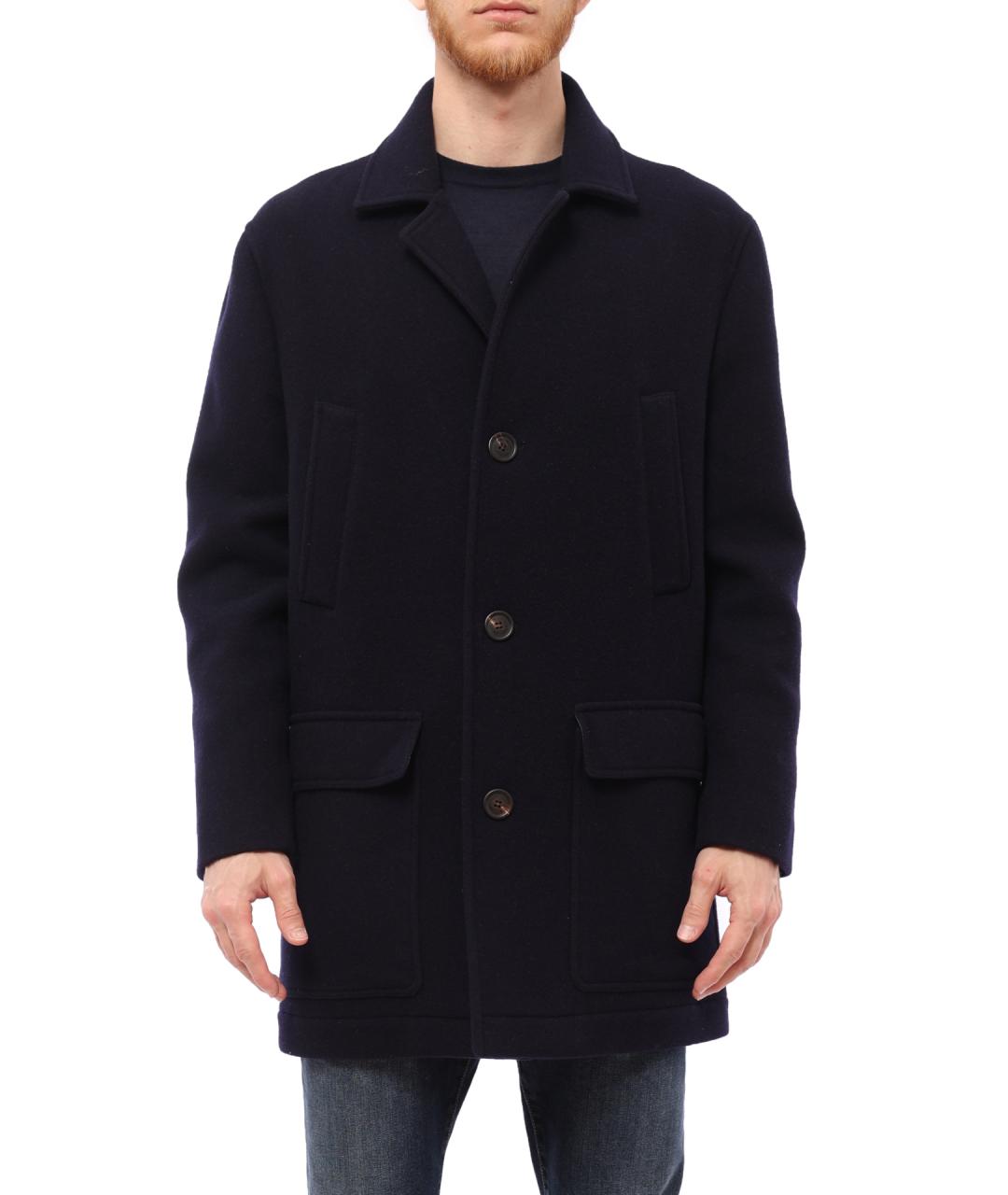 BRUNELLO CUCINELLI Темно-синее шерстяное пальто, фото 1