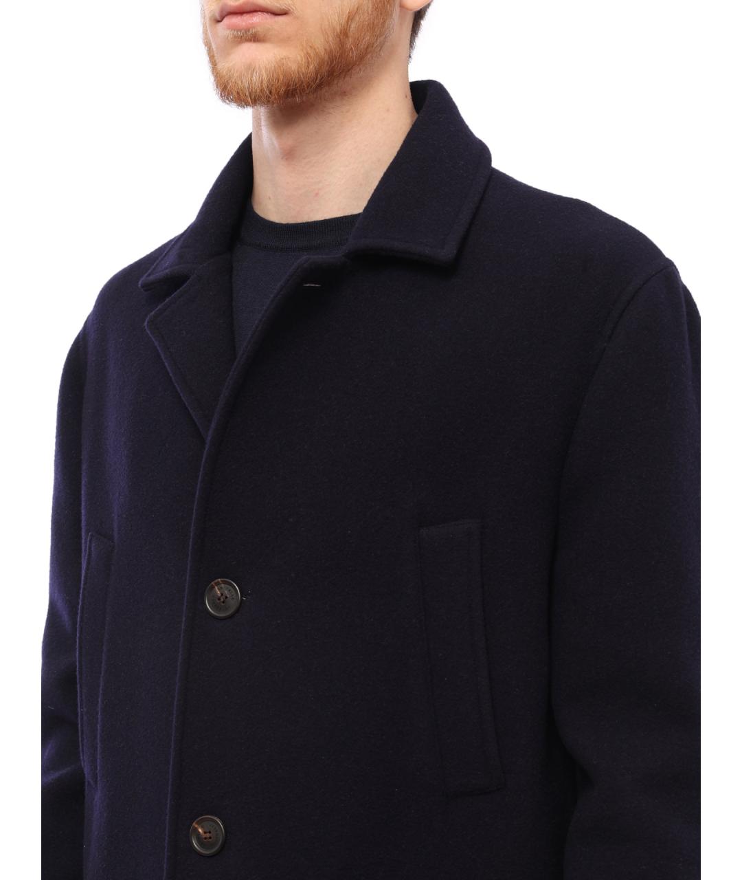 BRUNELLO CUCINELLI Темно-синее шерстяное пальто, фото 3