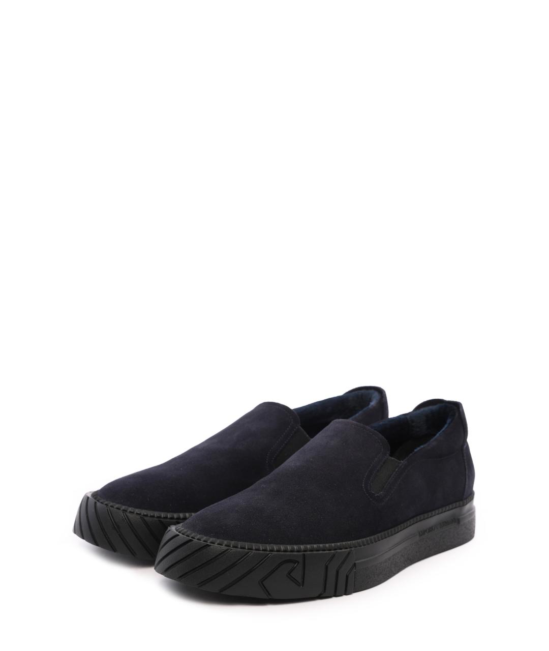 EMPORIO ARMANI Черные замшевые слипоны, фото 5
