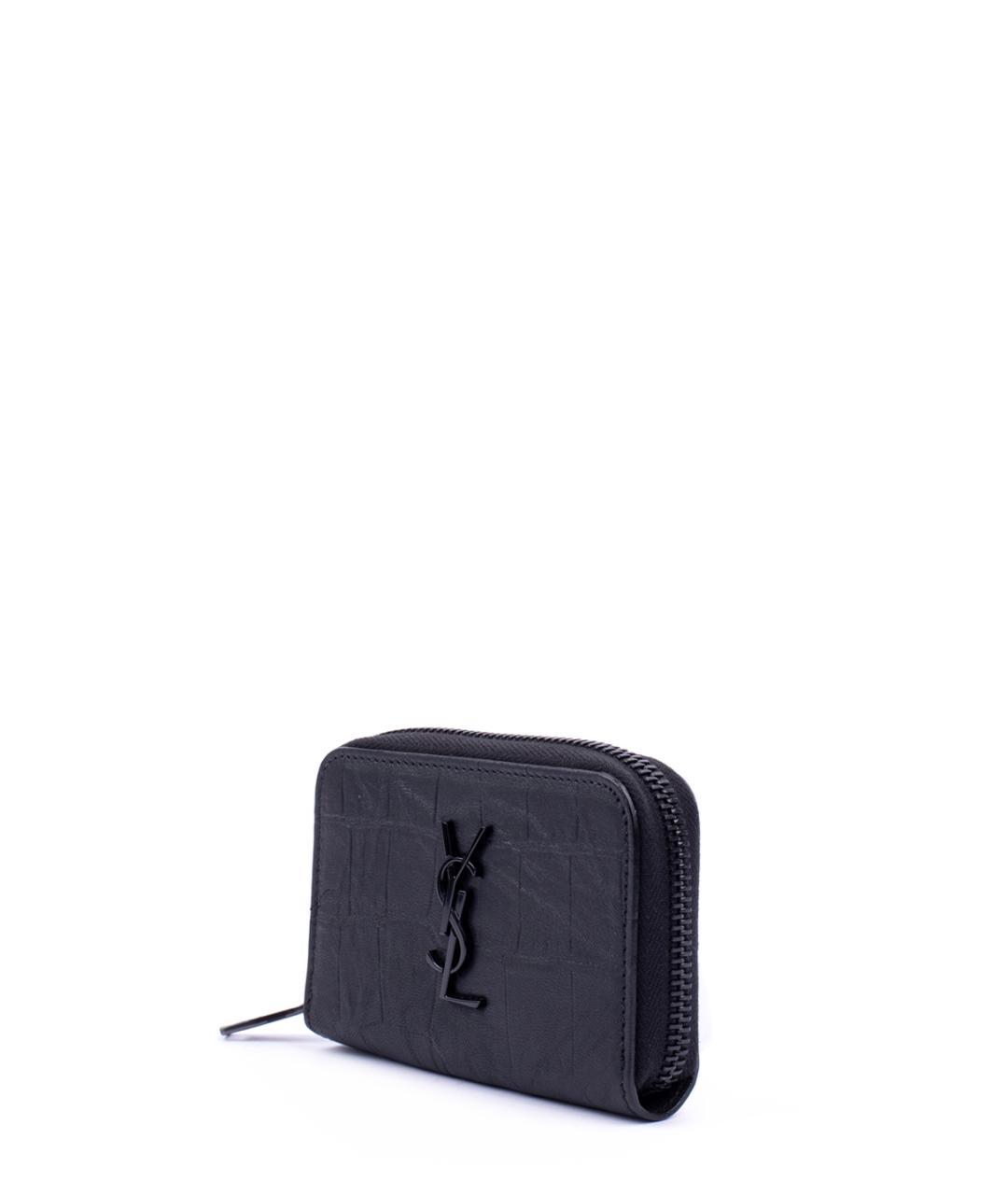 SAINT LAURENT Черный кожаный кошелек, фото 3