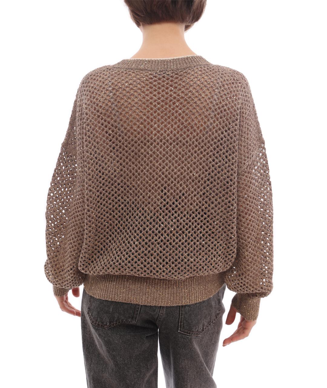 BRUNELLO CUCINELLI Коричневый льняной джемпер / свитер, фото 5