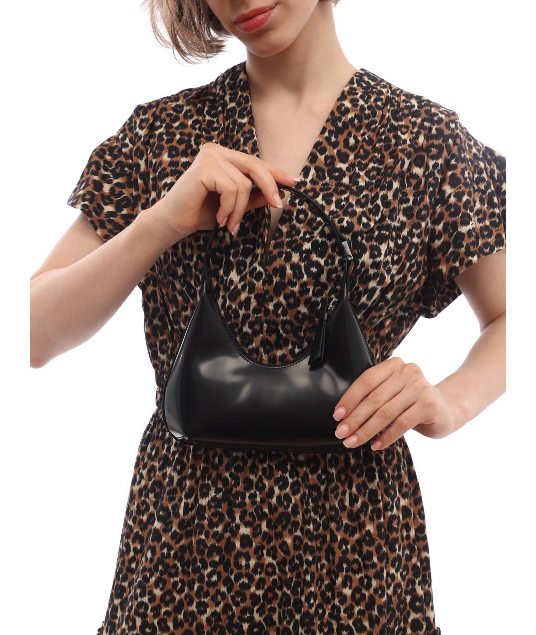 BY FAR Черная кожаная сумка через плечо, фото 4