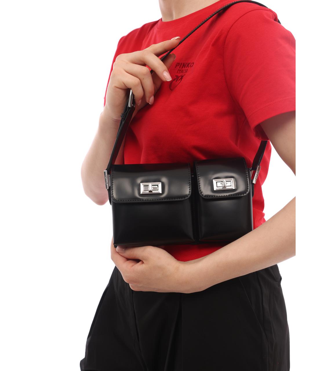 BY FAR Черная кожаная сумка через плечо, фото 2