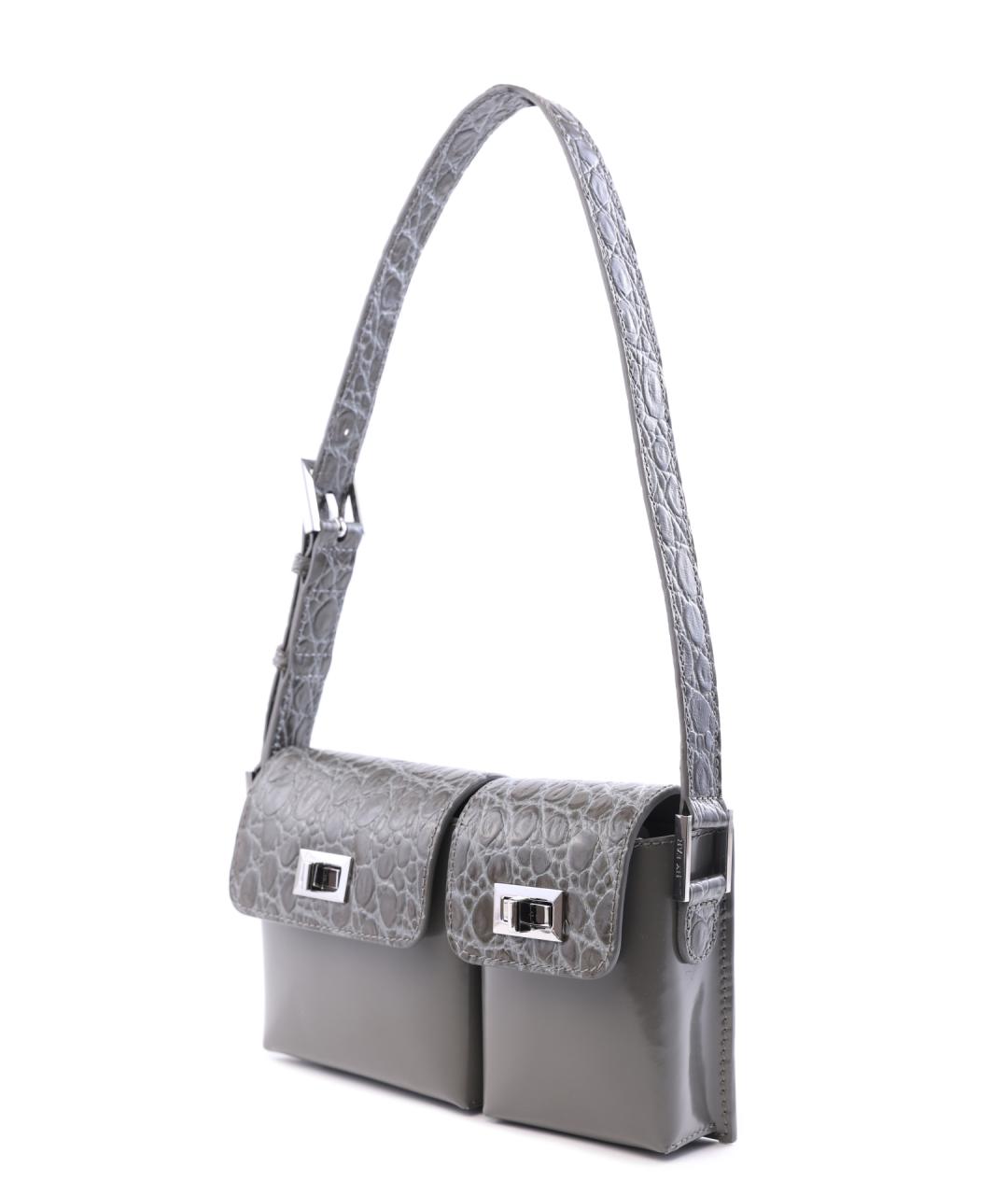 BY FAR Серая кожаная сумка через плечо, фото 3