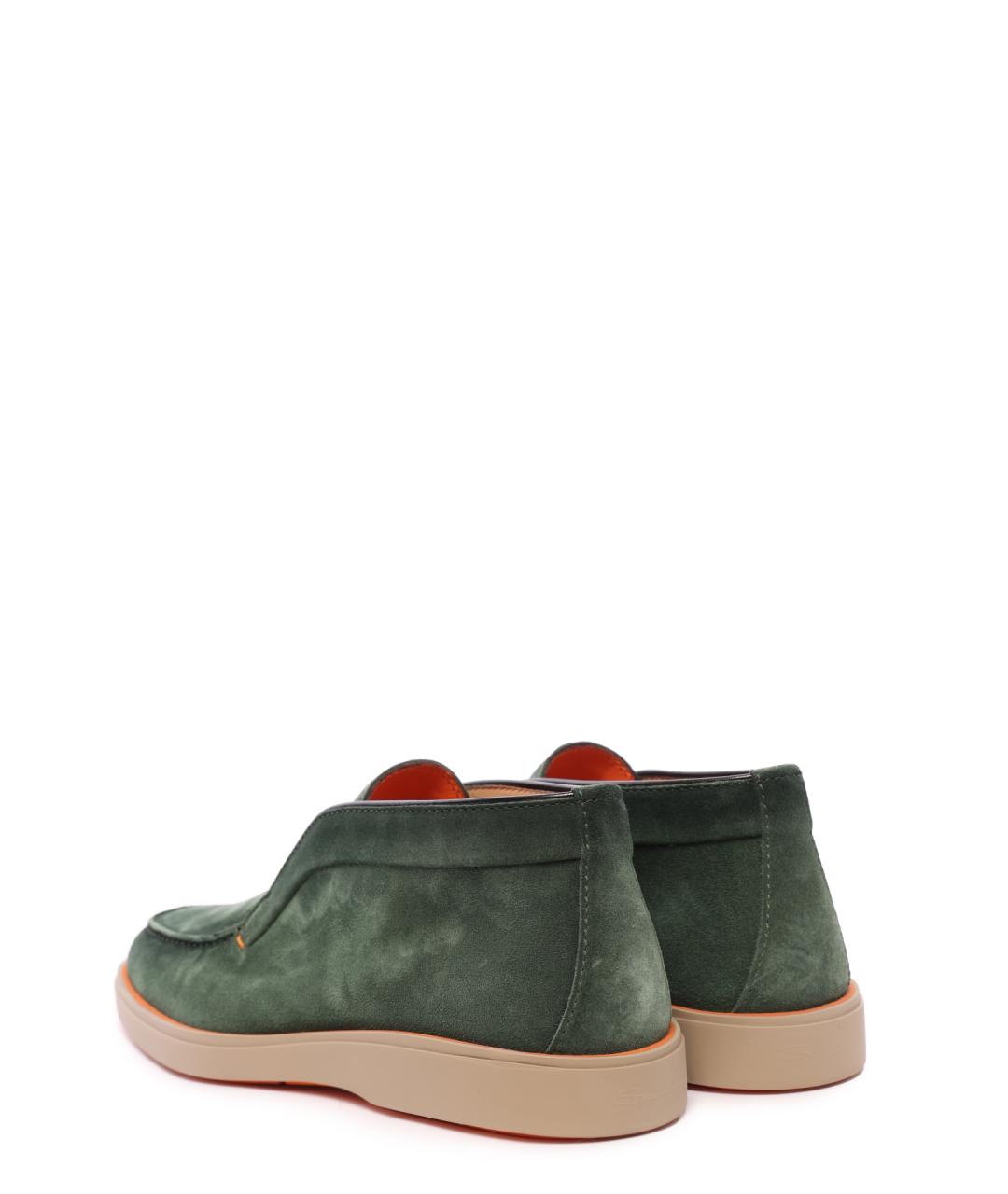 SANTONI Зеленые замшевые лоферы, фото 3