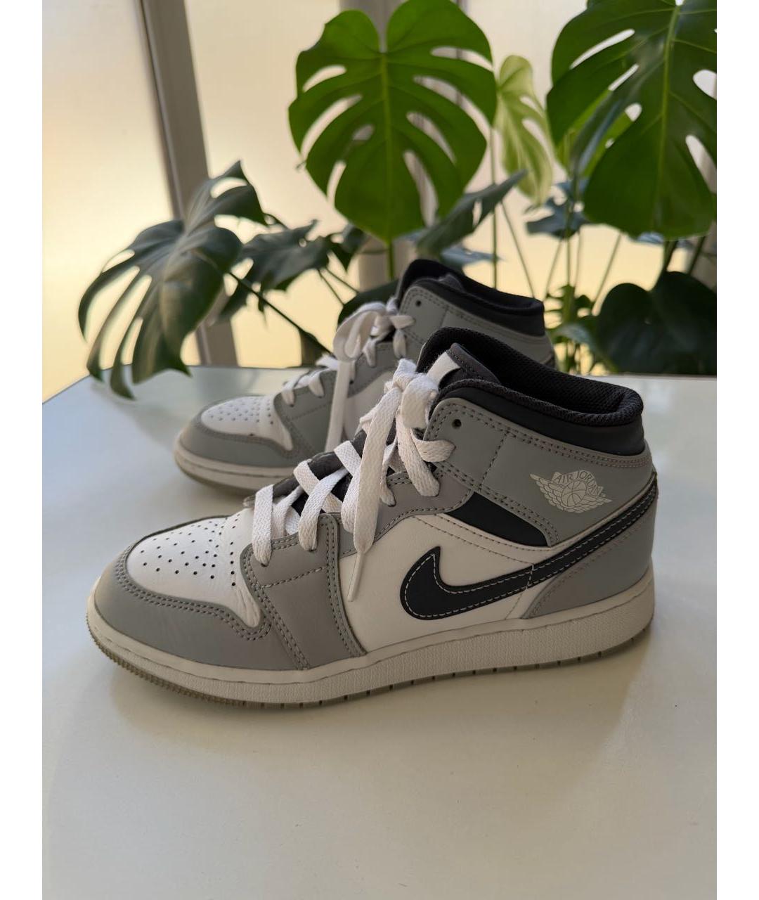 JORDAN Серые кожаные кеды, фото 6