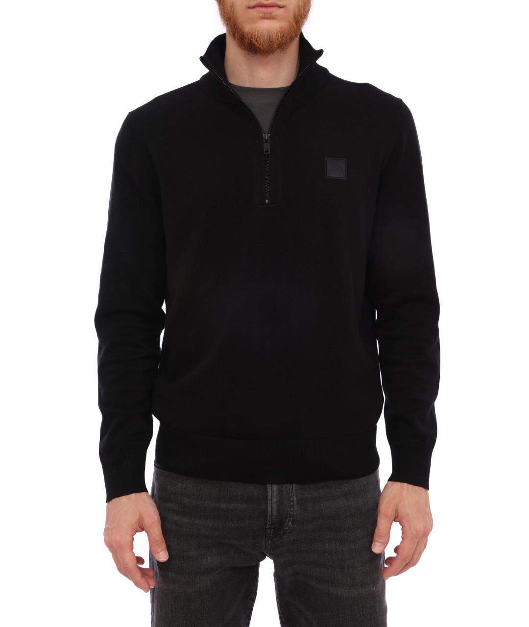 HUGO BOSS Черный хлопковый джемпер / свитер, фото 1