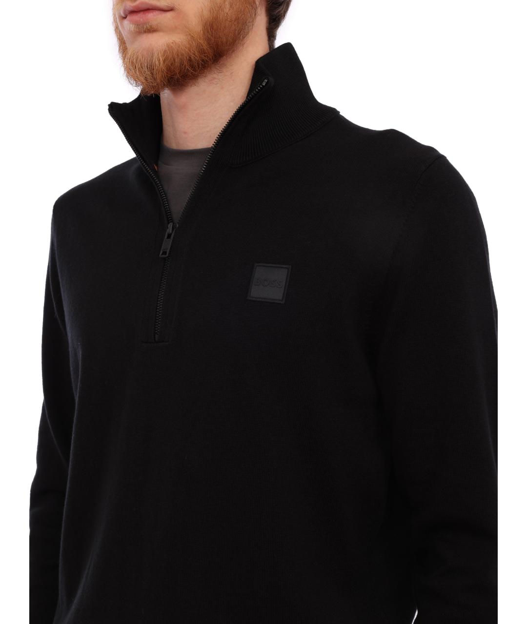 HUGO BOSS Черный хлопковый джемпер / свитер, фото 3