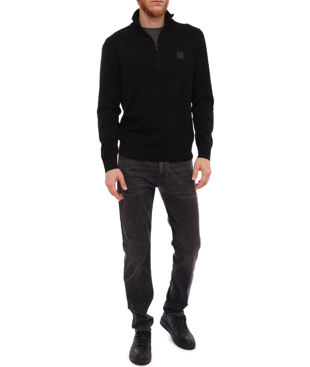 HUGO BOSS Черный хлопковый джемпер / свитер, фото 2