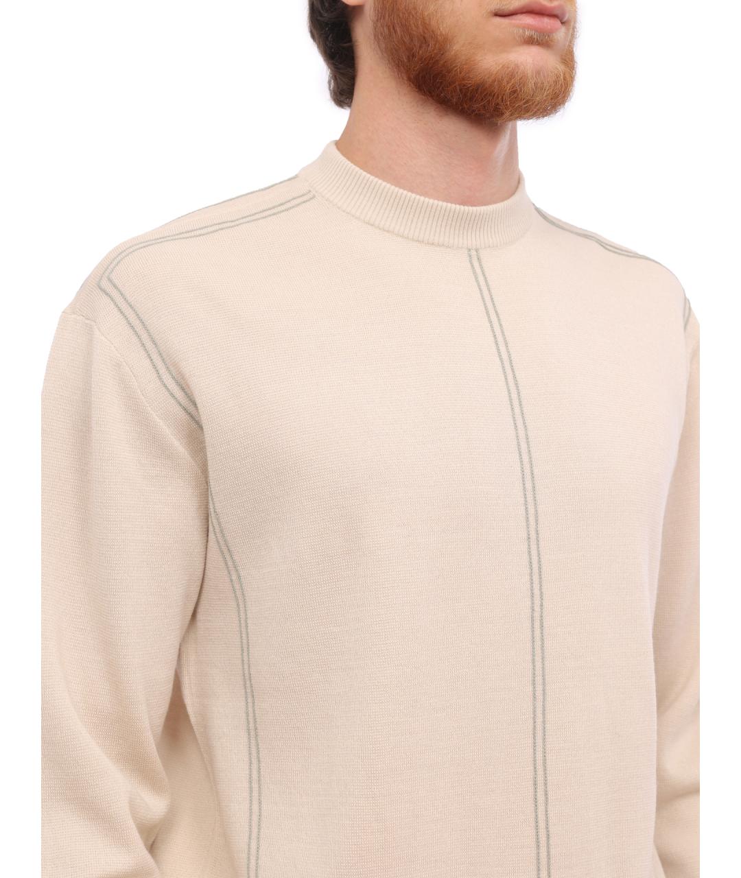 EMPORIO ARMANI Бежевый шерстяной джемпер / свитер, фото 4