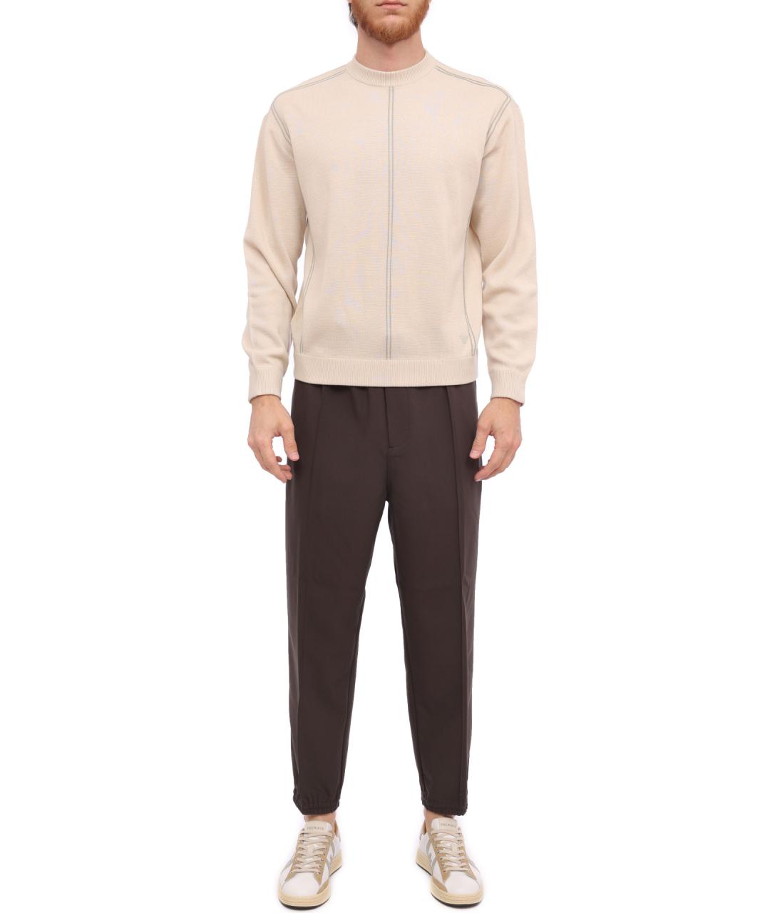 EMPORIO ARMANI Бежевый шерстяной джемпер / свитер, фото 2