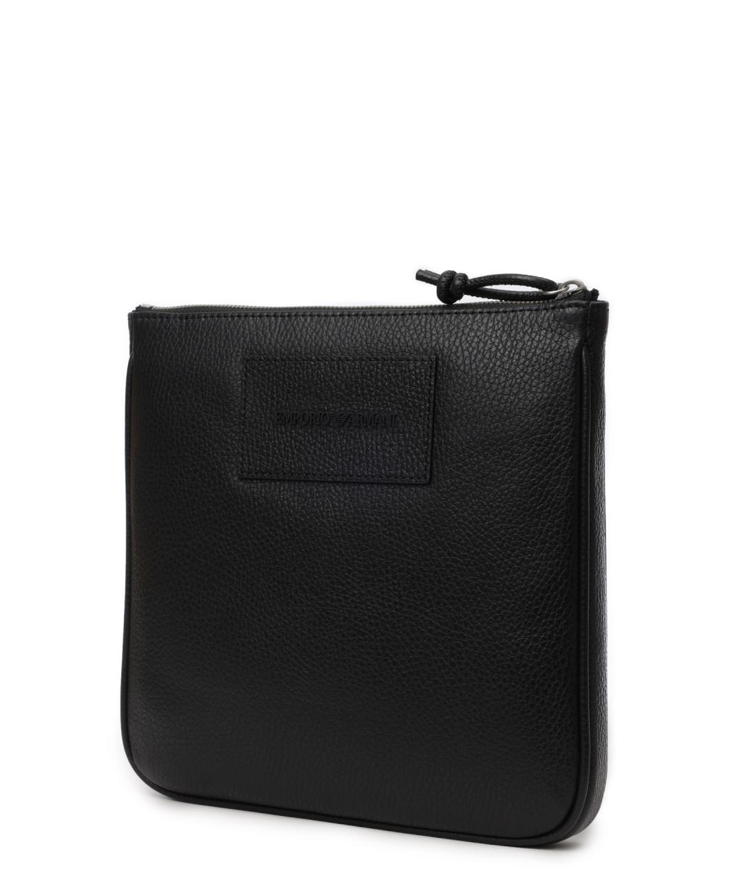 EMPORIO ARMANI Черная кожаная сумка на плечо, фото 2