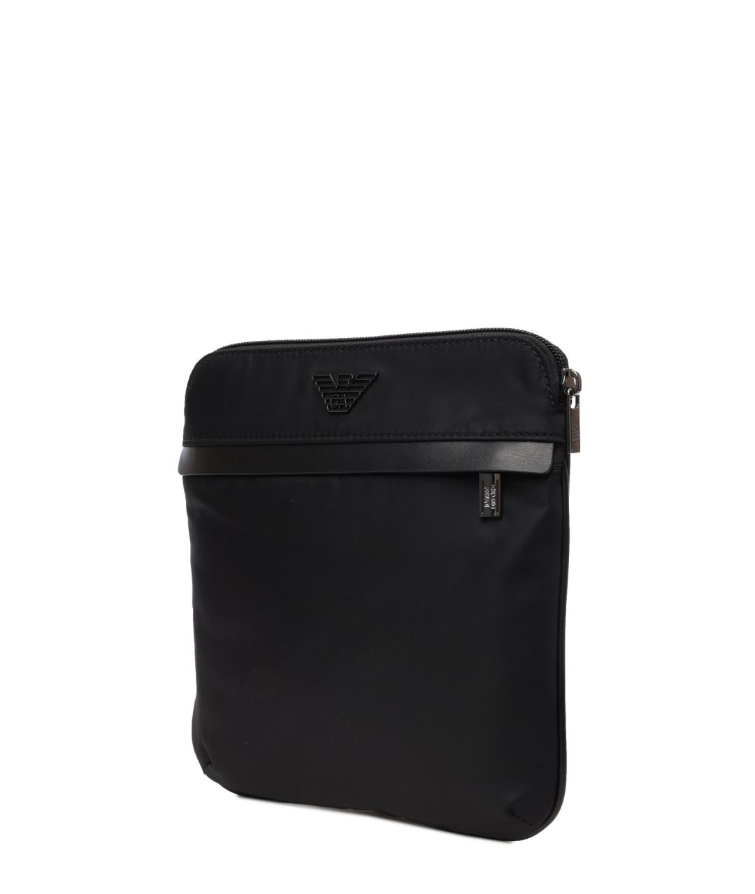 EMPORIO ARMANI Черная тканевая сумка на плечо, фото 2