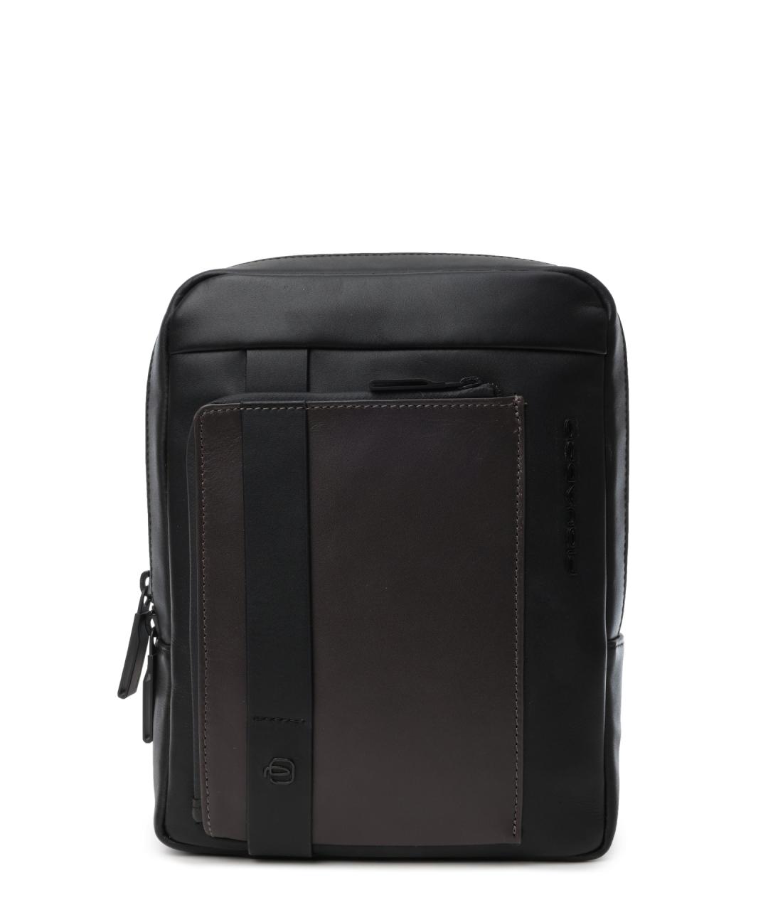 PIQUADRO Черная кожаная сумка на плечо, фото 1