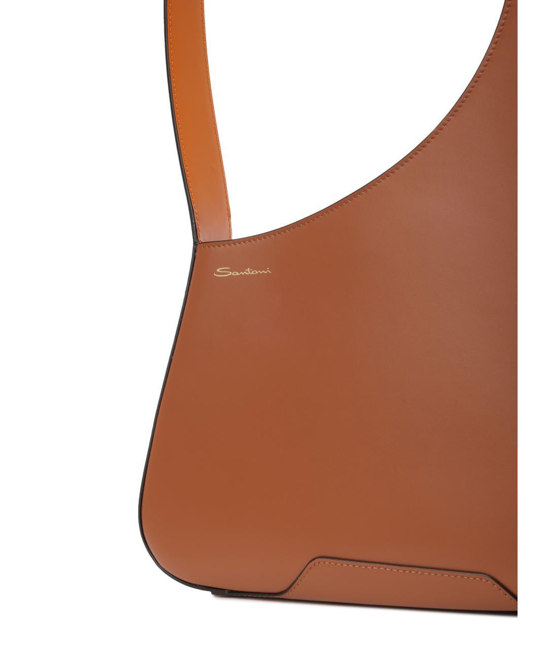 SANTONI Коричневая кожаная сумка через плечо, фото 5