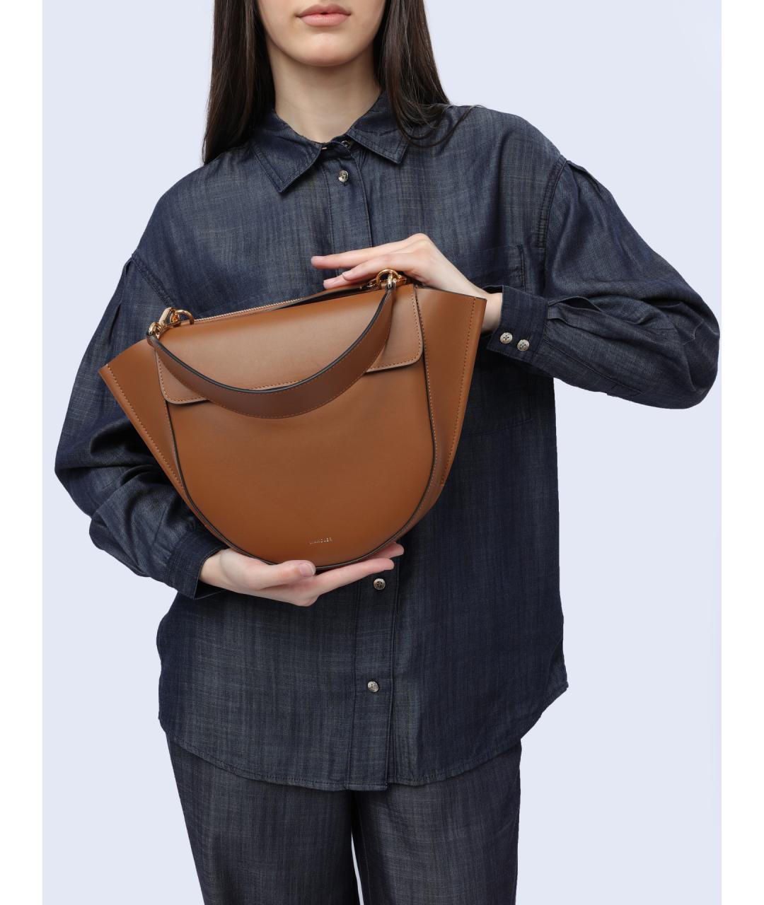 WANDLER Коричневая кожаная сумка через плечо, фото 2