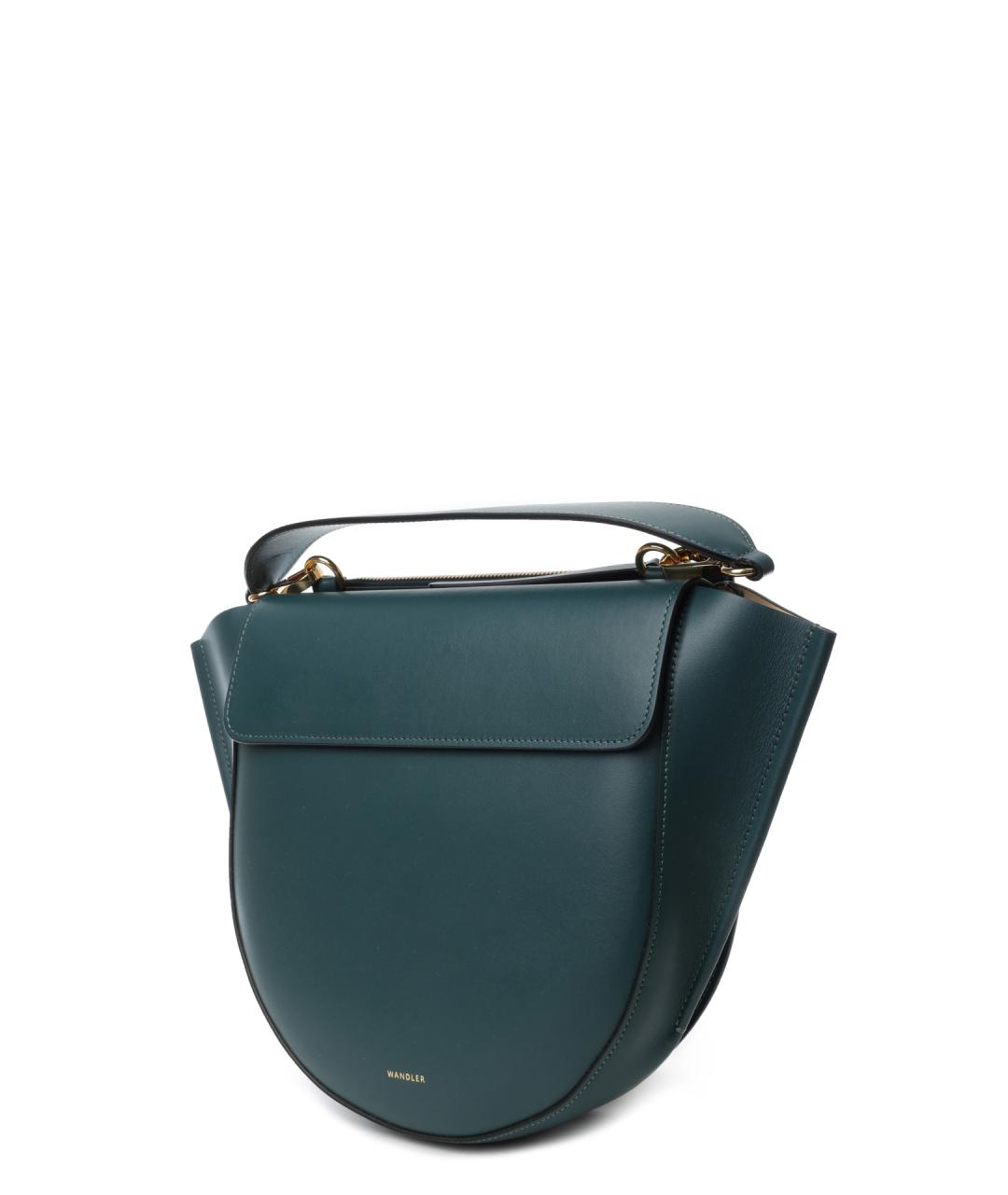 WANDLER Зеленая кожаная сумка с короткими ручками, фото 3