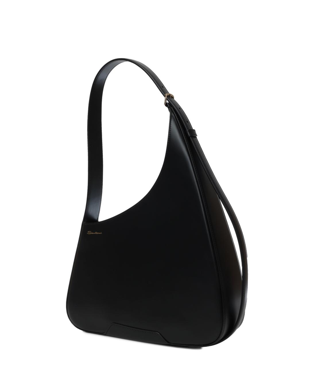 SANTONI Черная кожаная сумка через плечо, фото 3