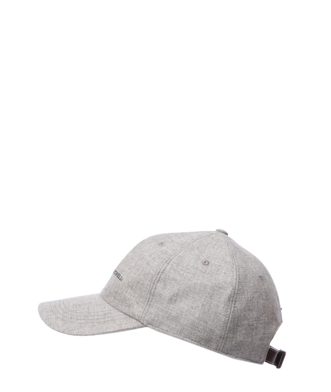 BRUNELLO CUCINELLI Серая кашемировая кепка/бейсболка, фото 2