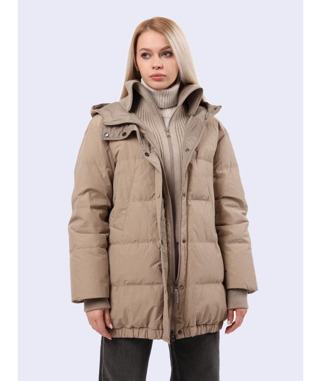 BRUNELLO CUCINELLI Бежевая полиамидовая куртка, фото 2