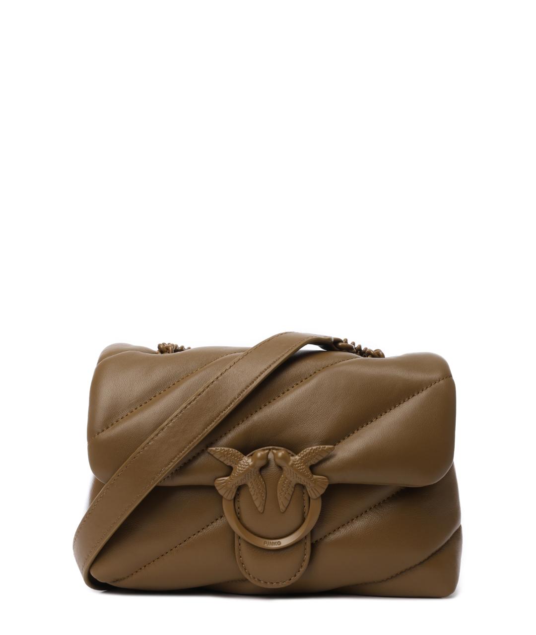 PINKO Хаки кожаная сумка через плечо, фото 4