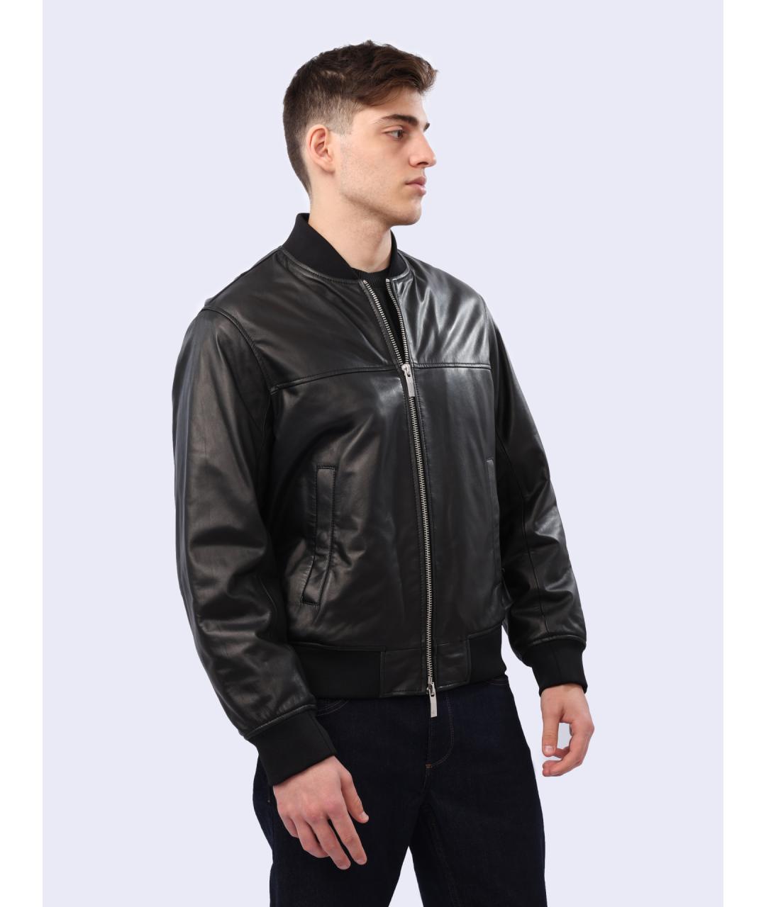 ARMANI EXCHANGE Черная кожаная куртка, фото 3