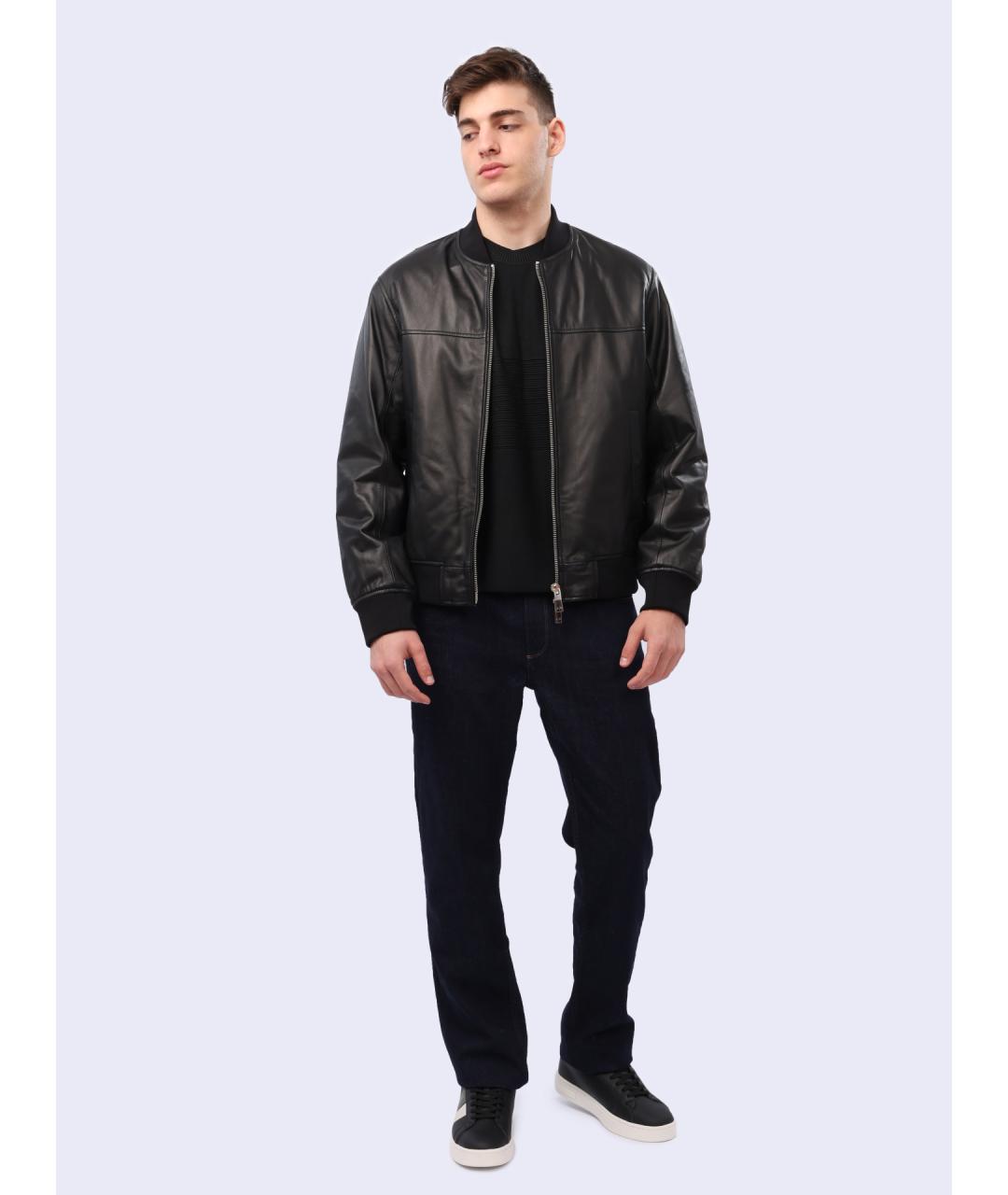 ARMANI EXCHANGE Черная кожаная куртка, фото 2