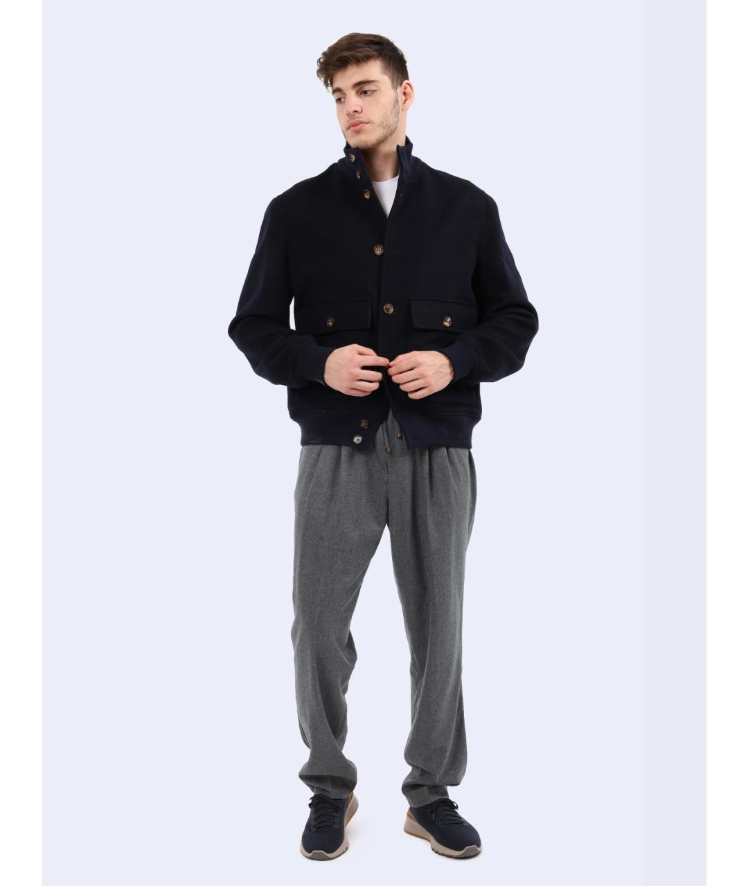 BRUNELLO CUCINELLI Темно-синяя шерстяная куртка, фото 3