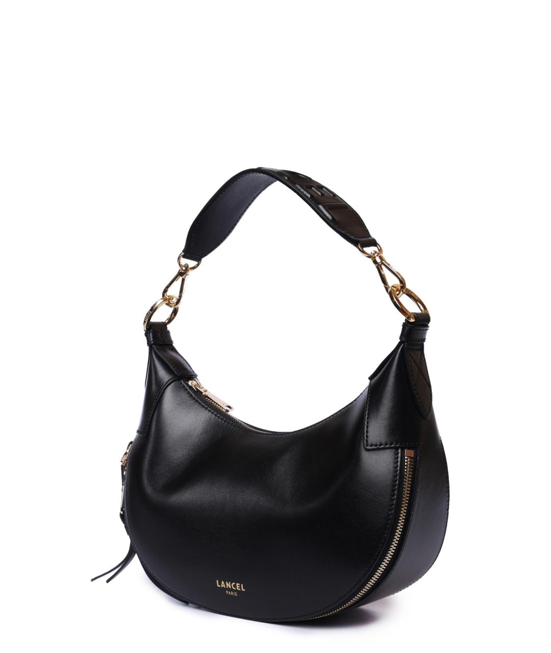 LANCEL Черная кожаная сумка через плечо, фото 3