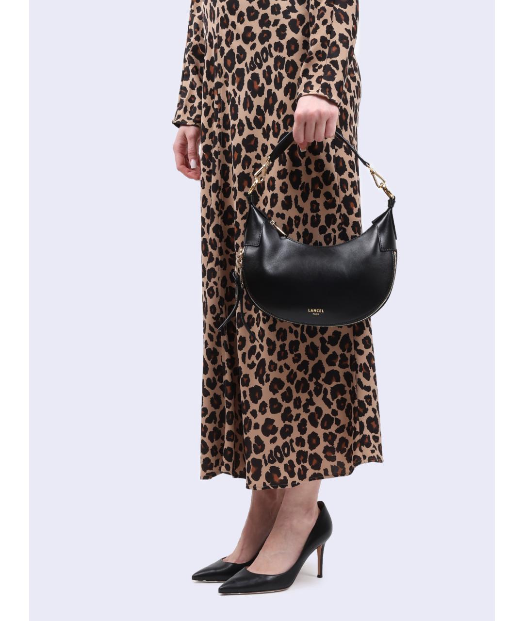 LANCEL Черная кожаная сумка через плечо, фото 2