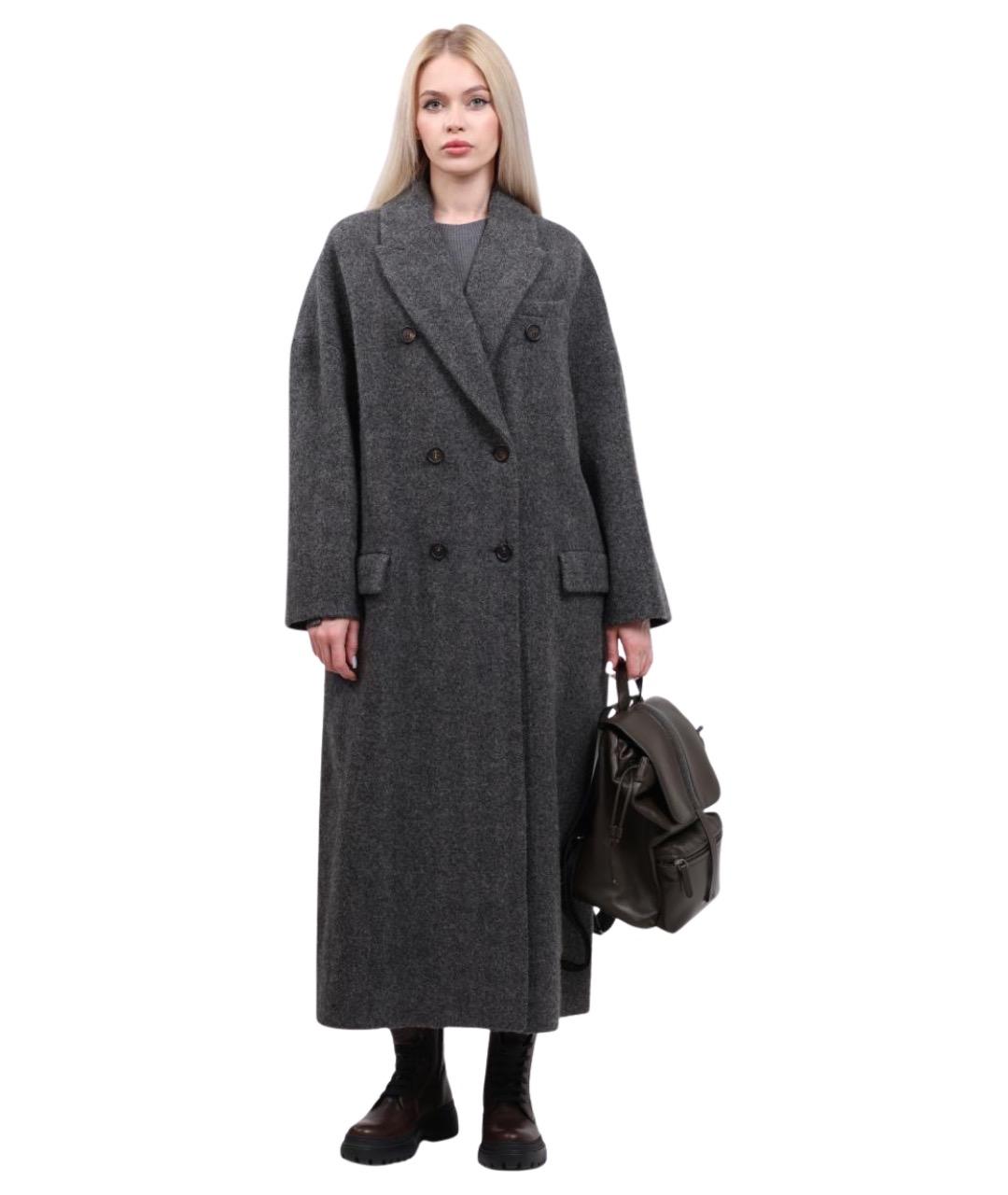 BRUNELLO CUCINELLI Серое шерстяное пальто, фото 1