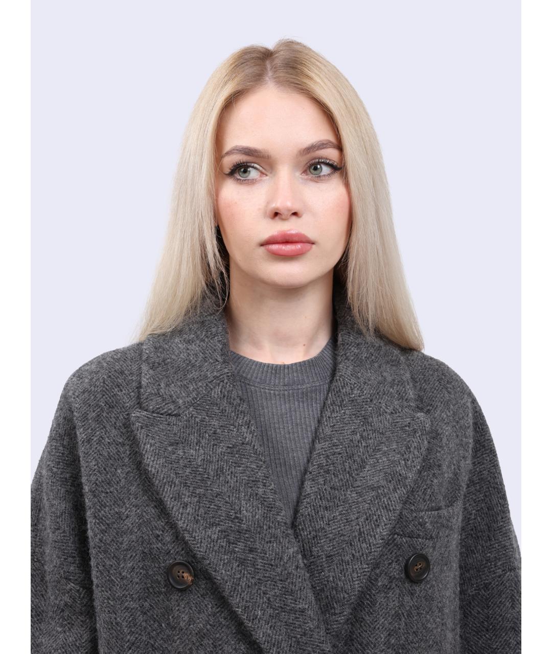 BRUNELLO CUCINELLI Серое шерстяное пальто, фото 4