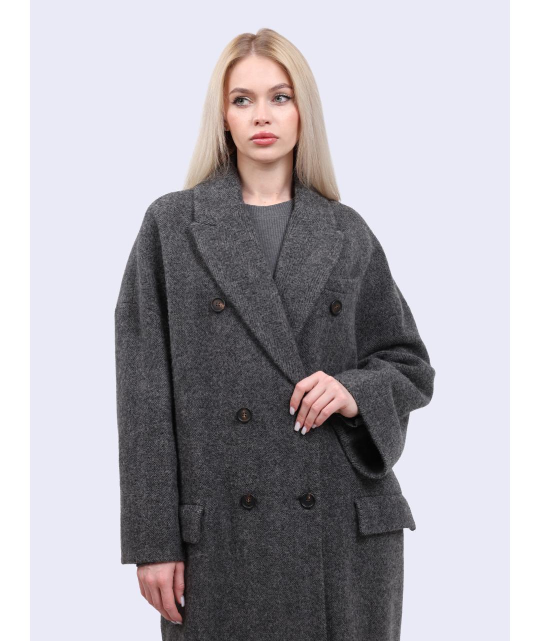 BRUNELLO CUCINELLI Серое шерстяное пальто, фото 2