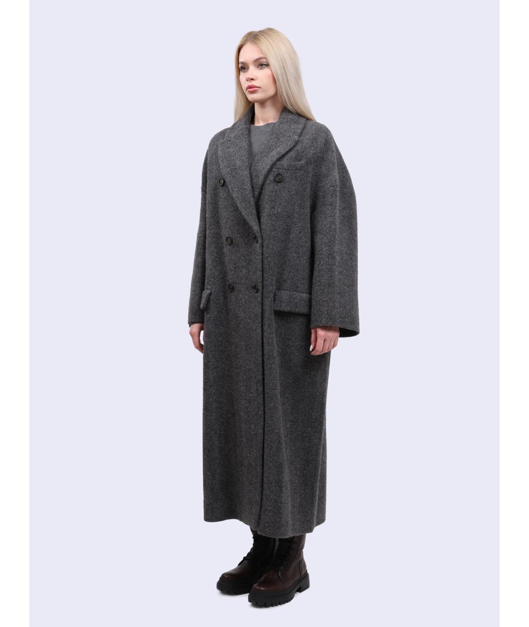 BRUNELLO CUCINELLI Серое шерстяное пальто, фото 3