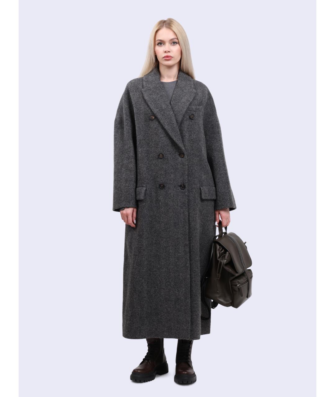 BRUNELLO CUCINELLI Серое шерстяное пальто, фото 6