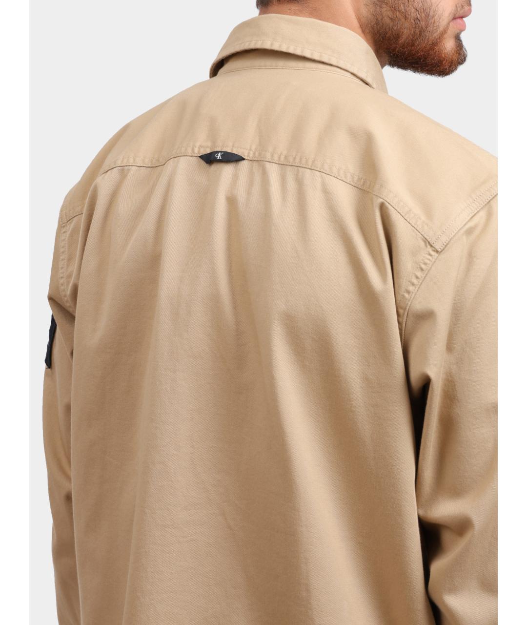CALVIN KLEIN Бежевая хлопковая кэжуал рубашка, фото 4
