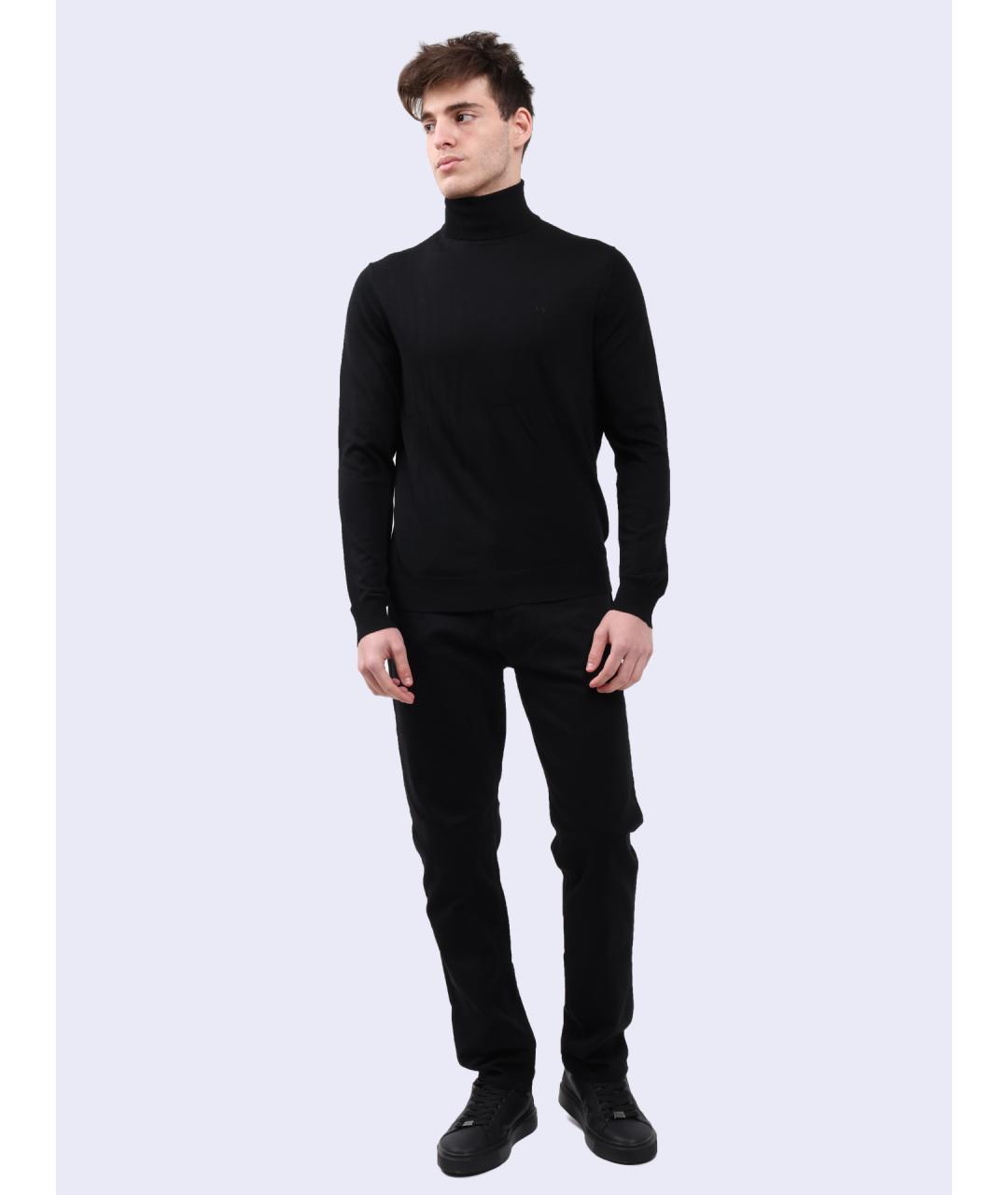 ARMANI EXCHANGE Черный шерстяной джемпер / свитер, фото 2