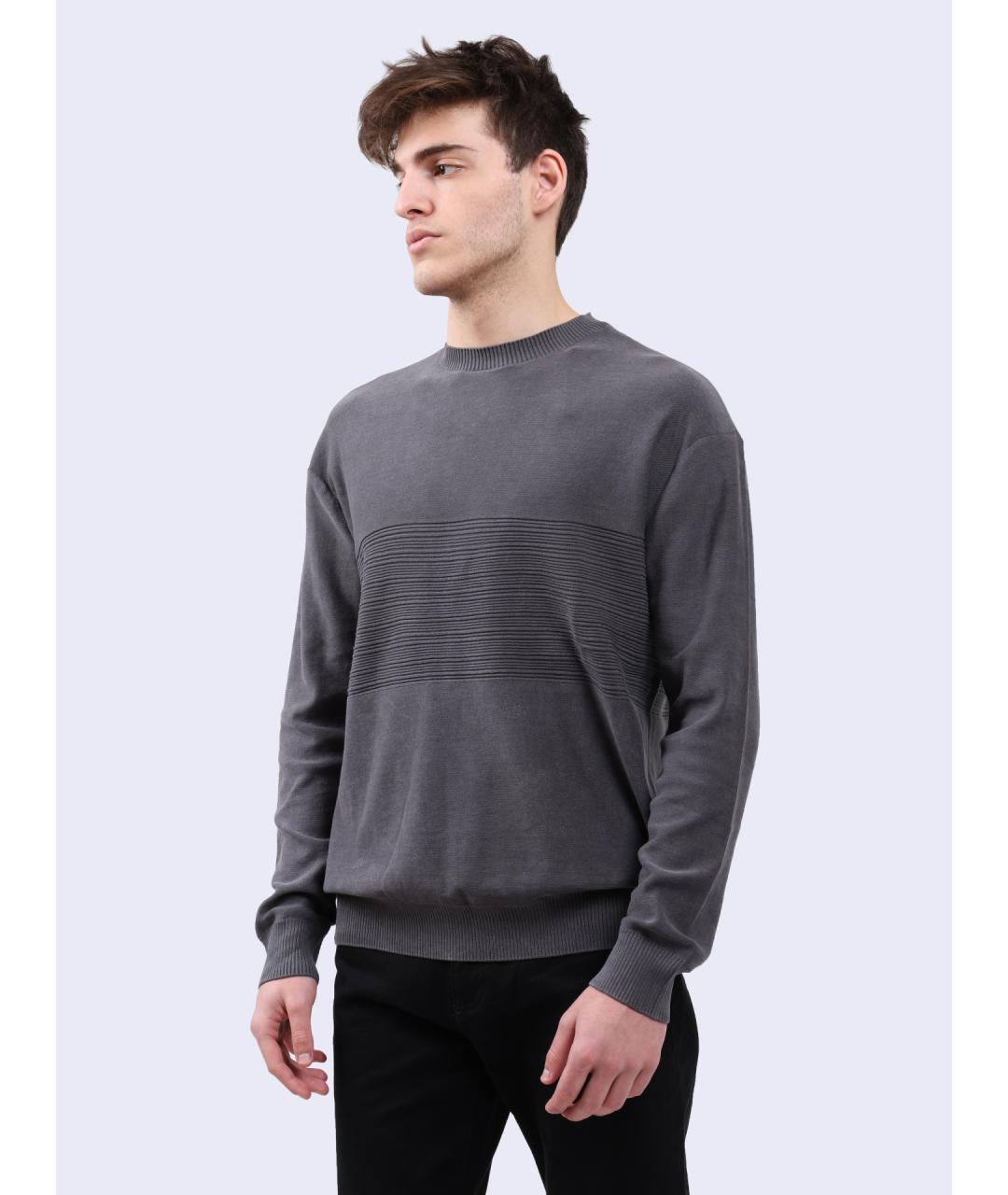 ARMANI EXCHANGE Серый хлопковый джемпер / свитер, фото 3