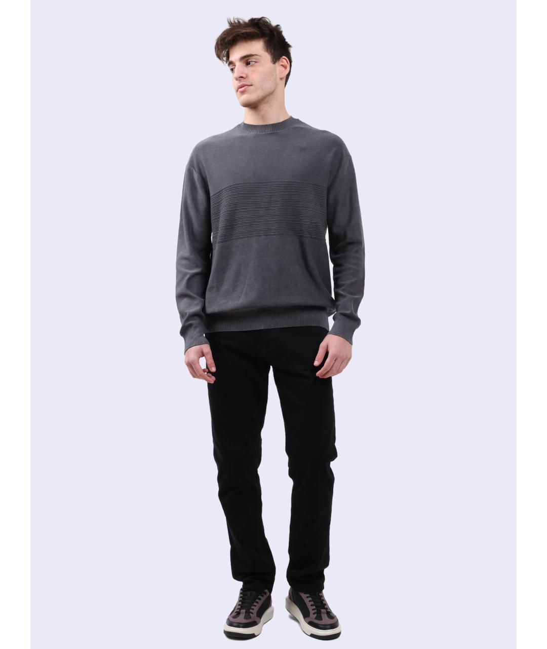 ARMANI EXCHANGE Серый хлопковый джемпер / свитер, фото 2