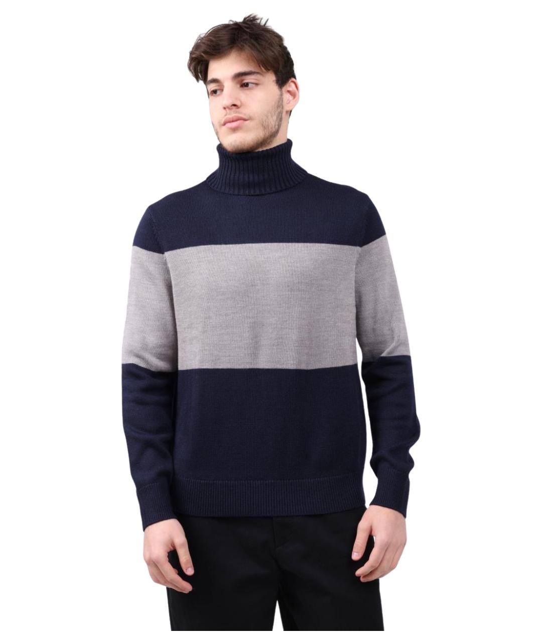 ARMANI EXCHANGE Темно-синий хлопковый джемпер / свитер, фото 1