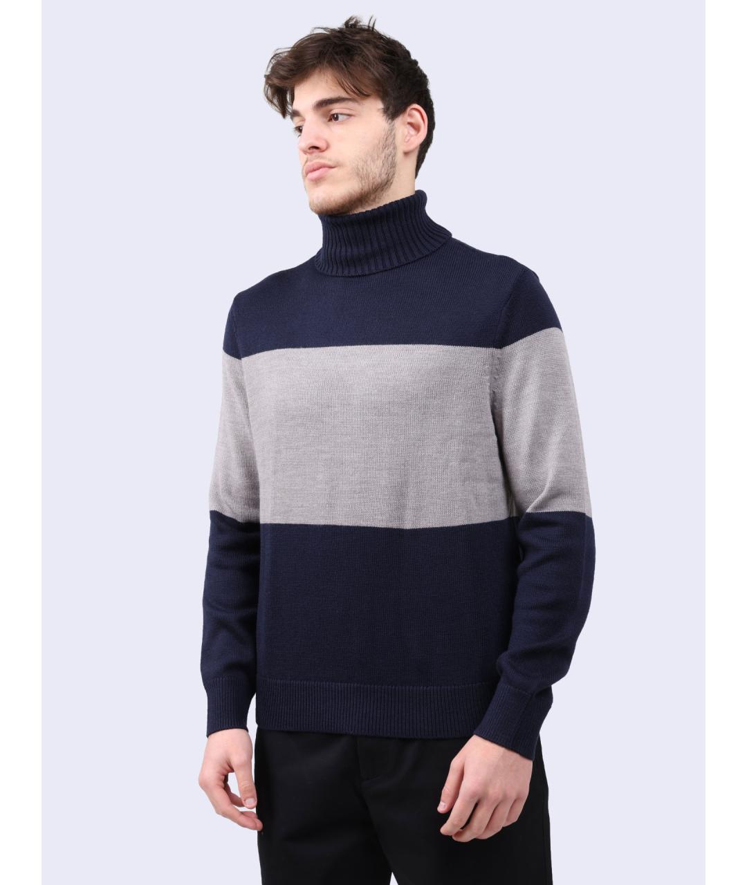 ARMANI EXCHANGE Темно-синий хлопковый джемпер / свитер, фото 3